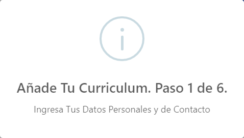 Mensaje de Alerta Indicando que es el paso 1 de 6.
