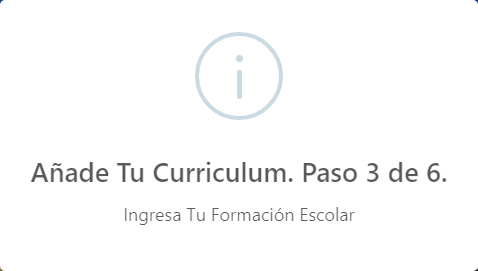 Mensaje de Alerta Indicando que es el paso 3 de 6.