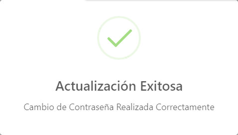 Mensaje de Alerta de Cambio de Contraseña Exitoso.
