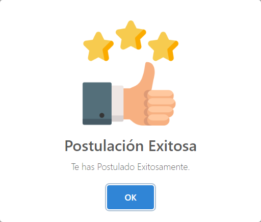 Postulación Exitosa.