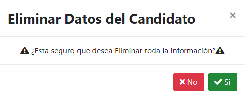 Mensaje de Confirmación para eliminar la cuenta.