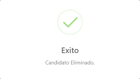 Mensaje de eliminación de los datos del candidato, datos del curriculum y todas tus postulaciones.
