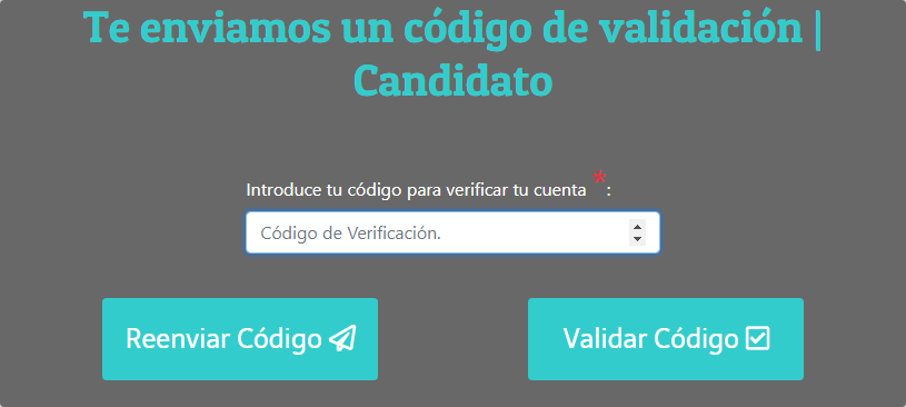 Ingreso de Código de Verificación.