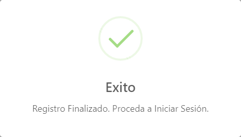 Mensaje de Registro Exitoso.