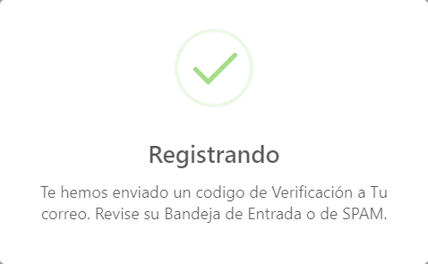 Mensaje de Envío de Correo con Código de Verificación.
