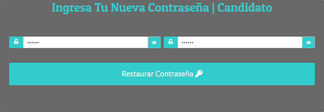 Ingreso de la nueva Contraseña del Candidato.