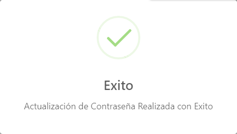Alerta de Actualización de Contraseña Exitosa.